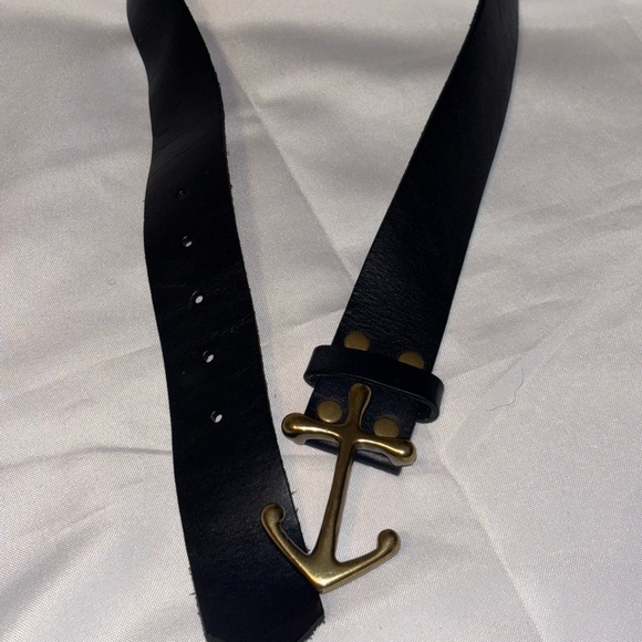 Navy Blue Genuine Leather Ship Anchor Buckle Belt Nautical XS main image 4